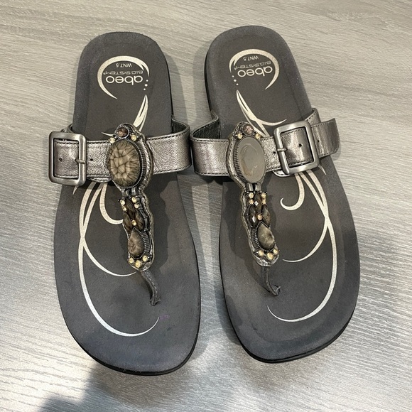 Abeo B.I.O System Gray Leather Slides - Picture 1 of 7